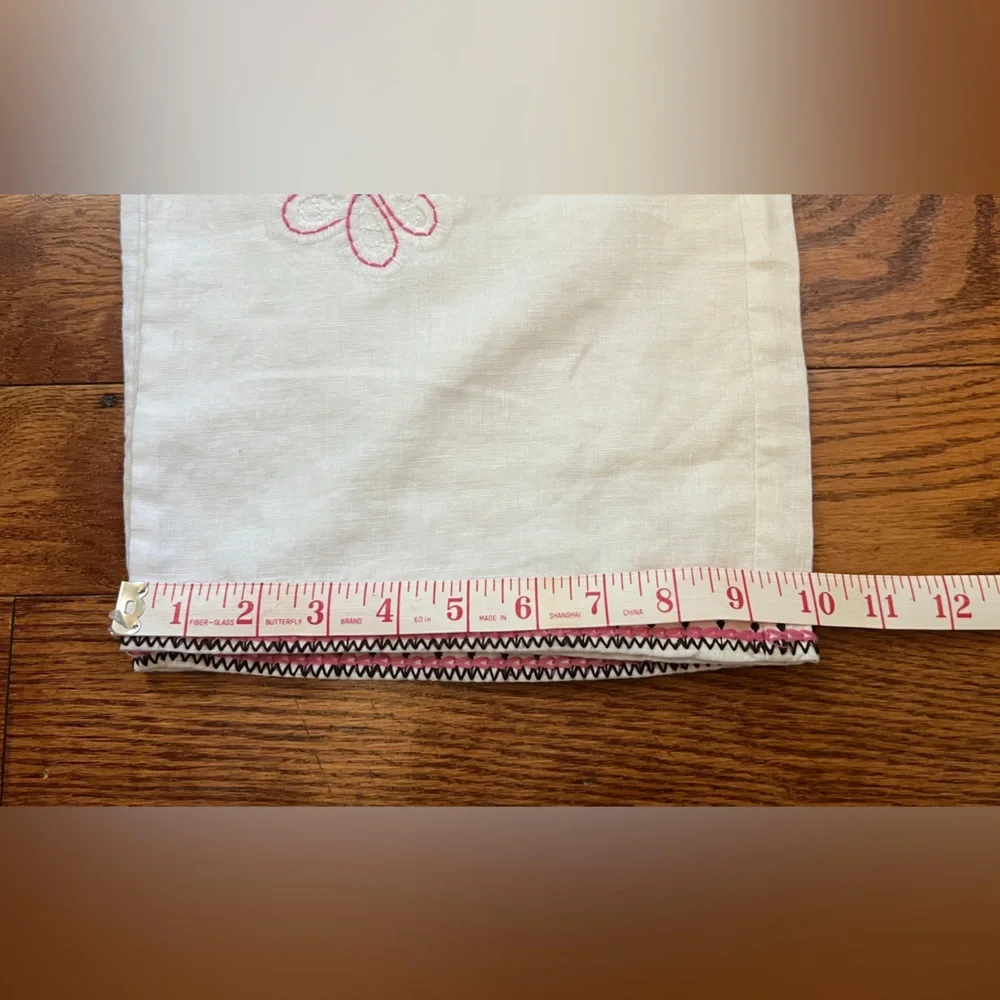 Vintage- Willi Smith White Linen Embroidered Flower Zipper On The Side Sz 4 - Picture 10 of 10